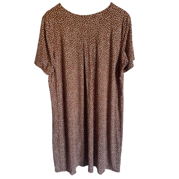 J. Jill Size XL Wearever Brown White Dot Dress Short Sleeve - Picture 2 of 8